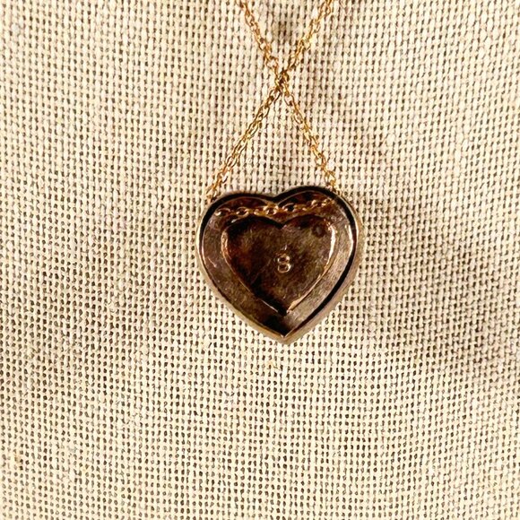 HEART SHAPED COPPER NECKLACE W/36 RHINESTONES & RED FAUX GARNETS ON COPPER CHAIN - Picture 3 of 4